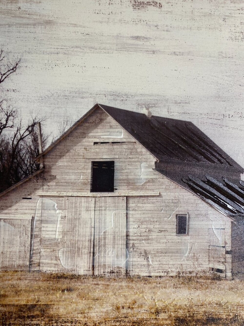 Wall Art Rustic Canvas White Barn Farmhouse Country Decor 16x14 - Picture 3 of 12